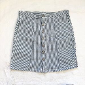 Brandy Melville Denim Pinstripe Button-up Mini Skirt - Navy White